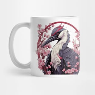 Red Crowned Crane in Cherry Blossum Mug